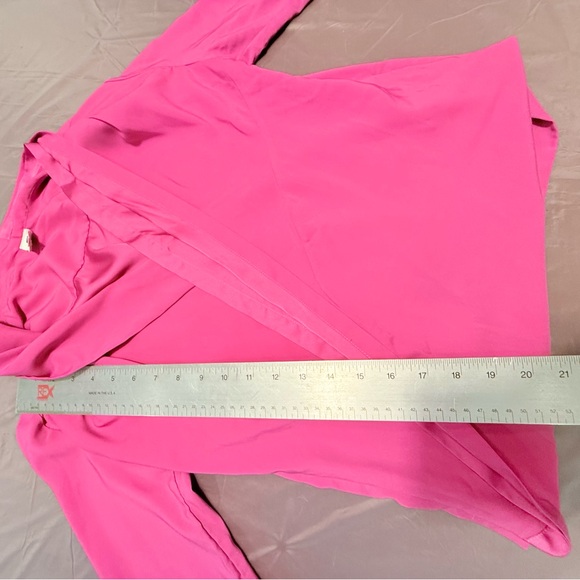 Amanda Uprichard Fuchsia Long Sleeve Drape Front Silk Blouse Size Small MSRP$198 - Picture 11 of 11